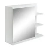 Kleankin Badezimmerspiegelschrank mit Regal - 3 Seitengestelle - Wandmontage-Set enthalten - Weißes Holzdesign   Aosom – Bild 1