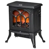 HOMCOM Elektrischer Kaminofen mit Flammeneffekt im Retro-Stil Thermostat 750-1500 W Überhitzungsschutz Schwarz   Aosom – Bild 1