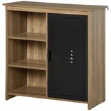 HOMCOM Industrie-Buffet - Stehendes Aufbewahrungsmöbel 3 Fächer Schrank - in Holz und Metall Schwarz   Aosom – Bild 1