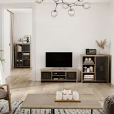 HOMCOM Industrie-Buffet - Stehendes Aufbewahrungsmöbel 3 Fächer Schrank - in Holz und Metall Schwarz   Aosom – Bild 3
