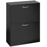 HOMCOM Schuhschrank Schuhablage Schuhregal dim. 60L x 24B x 80H cm 2 Klapptüren Schwarz   Aosom – Bild 1