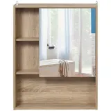HOMCOM Wandspiegel mit Spiegel für Badezimmerschrank Hängendes Aufbewahrungsmöbel Farbe Eichenholz Maße 60L x 15B x H76 cm   Aosom – Bild 1