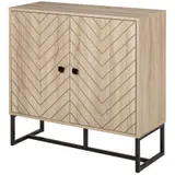 HOMCOM Buffet Schrank 2 Türen Holz und metallische Füße Schwarz 80L x 29,5B x 80H cm   Aosom – Bild 1