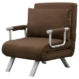 HOMCOM Sessel-Schlafsofa 1-Sitzer Convertible Abnehmbarer Gesteppter Suede-Bezug Maximaler Komfort Kissen Metallarmlehren Braun   Aosom – Bild 1