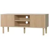 HOMCOM TV-Möbel TV-Ständer für Fernseher bis zu 50 Zoll mit 2 Schiebetüren und 2 Fächern mit Kabelmanagement - 115 x 40 x 49 cm   Aosom – Bild 1