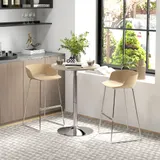 HOMCOM Runder Bartisch, hoher Küchentisch, Stehtisch, höhenverstellbar 69-91 cm, mit 360° drehbarer Platte, Stahlbasis in Naturholz und Grau   Aosom – Bild 3