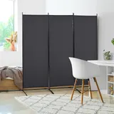 HOMCOM Paravent 3 Paneele Abm. 2,53L x 0,5B x 1,82H m Seitenstore Sichtschutzzaun auf Fuß Raumteiler Metall Hochdichtes Polyester dunkelgrau   Aosom – Bild 3