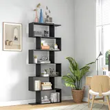 HOMCOM Bücherregal im Zickzack-Design 80B x 23T x 192H cm 6 Ebenen Schwarz   Aosom – Bild 3
