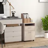 HOMCOM Rollbarer Schubladenschrank für das Büro, mobiles Aufbewahrungsmöbel mit Schublade, Schrank und Fach, für Dokumente und hängende Dateien, 40 x 35 x 60 cm, Eiche   Aosom – Bild 3