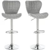 HOMCOM Set mit 2 zeitgemäßen Design-Barhockern, höhenverstellbar 59-81 cm, 360° drehbar, Leinen Grau   Aosom – Bild 1