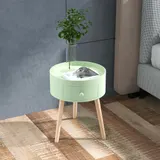 HOMCOM Couchtisch - Nachttisch - runder Nachttisch - skandinavisches Design Beistelltisch mit Schublade, schrägen konischen Beinen aus massivem Holz in Grün   Aosom – Bild 3