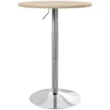 HOMCOM Runder Bartisch, hoher Küchentisch, Stehtisch, höhenverstellbar 69-91 cm, mit 360° drehbarer Platte, Stahlbasis in Naturholz und Grau   Aosom – Bild 1