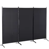 HOMCOM Paravent 3 Paneele Abm. 2,53L x 0,5B x 1,82H m Seitenstore Sichtschutzzaun auf Fuß Raumteiler Metall Hochdichtes Polyester dunkelgrau   Aosom – Bild 1