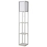 HOMCOM Regal-Stehlampe Stehlampe 26B x 26T x 160H cm 3 Regale 4 Ebenen MDF Weiß   Aosom – Bild 1