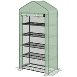 Outsunny Garten-Gewächshaus Balkon-Gewächshaus 5 Etagen mit 1 aufrollbaren Tür, Stahlrahmen & Verstärkte PE-Folie, 90L x 49B x 193H cm   Aosom – Bild 1