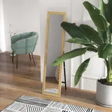 HOMCOM Rechteckiger Standspiegel zum Aufhängen oder Aufstellen mit Holzrahmen für Wohnzimmer Schlafzimmer 37 x 157 cm Hellbraun   Aosom – Bild 3