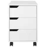 Büroschrank auf Rollen mit 3 abschließbaren Schubladen 40 x 50 x 57,5 cm MDF Weiß   Aosom – Bild 1