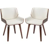 HOMCOM Set mit 2 Vintage-Stühlen für das Esszimmer, weißes Kunstleder-Sitzfläche und Holzbeine   Aosom – Bild 1