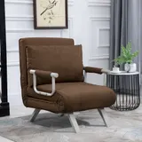 HOMCOM Sessel-Schlafsofa 1-Sitzer Convertible Abnehmbarer Gesteppter Suede-Bezug Maximaler Komfort Kissen Metallarmlehren Braun   Aosom – Bild 3