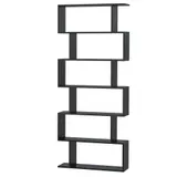 HOMCOM Bücherregal im Zickzack-Design 80B x 23T x 192H cm 6 Ebenen Schwarz   Aosom – Bild 1