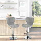 HOMCOM Set mit 2 zeitgemäßen Design-Barhockern, höhenverstellbar 59-81 cm, 360° drehbar, Leinen Grau   Aosom – Bild 3