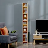 HOMCOM Set mit 2 Säulenregalen CD-DVD Aufbewahrungsschrank 6 + 6 Fächer Abmessungen 21L x 19B x 88H cm Maximale Kapazität 160 CD Farbe Buche   Aosom – Bild 3