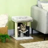 PawHut Kleiner Kratzbaum Katzenbaum Spielturm 48 cm Höhe Sisalstamm Grau mit hängender Kugel Grau   Aosom – Bild 3