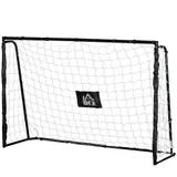 HOMCOM Fußballtor - Fußballtor - Trainingsziel Abm. 186L x 62B x 123H cm - Metallrahmen PE-Netz - Erdanker & Werkzeug inklusive - Schwarz Weiß   Aosom – Bild 1