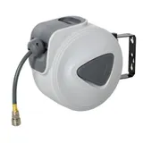 HOMCOM Automatischer Druckluft-Schlauchaufroller - Schlauch: 15 m + 1,4 m - Ø innen 3/8" (9,5 mm), 1/4" (6,35 mm) BSPT - automatische Aufroller für einziehbaren Luftschlauch Grau   Aosom – Bild 1