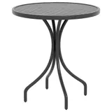 Outsunny Runder Gartentisch Ø66 cm, Gartentisch aus verzinktem Stahl mit Lattenplatte für Terrasse, Balkon, Schwarz   Aosom – Bild 1