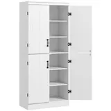 HOMCOM Küchenschrank Buffet für Esszimmer mit 4 Türen 6 Regale moderne Stil 76 x 40 x 177 cm in Weiß   Aosom – Bild 1