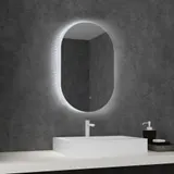 Kleankin Wandspiegel für Badezimmer, ovale LED-Badezimmer-Spiegel 80 x 50 cm - Anti-Beschlag, einstellbare Farben, Helligkeit, berührungsempfindlicher Schalter, Acryl-Dekoration   Aosom – Bild 3