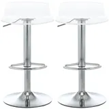 HOMCOM Set mit 2 zeitgenössischen Design-Barhockern, transparente Acryl-Sitzfläche und verchromtes Metallgestell - 360° drehbar - höhenverstellbar mit Fußstützen - transparent   Aosom – Bild 1