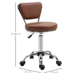 HOMCOM Vintage Massagehocker - drehbarer Arbeitsstuhl 360° - Höhenverstellbarer Sitz 49-64 cm - braunes Kunstleder verchromtes Metall   Aosom – Bild 3