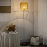 HOMCOM Stehlampe für das Wohnzimmer Vintage-Stehlampe aus Metall mit Lampenschirm aus Papierseil - natürliches Design - Sockel E27 max. 40W - Ø 26 x 164H cm   Aosom – Bild 3