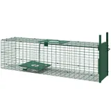 Outsunny Lebendtierfalle Tierschutzfalle aus Stahl mit 1 Eingang für Ratten und Mäuse dim. 100L x 25B x 28H cm dunkelgrün   Aosom – Bild 1