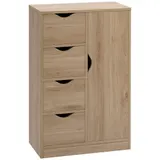 HOMCOM Aufbewahrungsschrank Sideboard modern mit 1 Schrank und 4 Schubladen - aus Holz - für Wohnzimmer, Küche, Eingangsbereich, Esszimmer - braun   Aosom – Bild 1