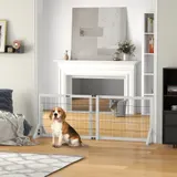 PawHut Hundeschutzgitter, Schutzgitter mit 2 Paneelen, Breite einstellbar 101-181L x 44B x 67H cm, Gitter für Treppe, Tür, Flure, aus Kiefernholz und Stahl, Weiß   Aosom – Bild 3