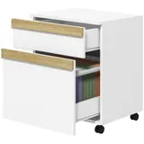 Vinsetto Büroschrank auf Rollen, mobiler Aufbewahrungsschrank mit 2 ausziehbaren Schubladen, 48 x 40 x 59,5 cm, Weiß   Aosom – Bild 1