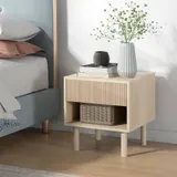 HOMCOM Nachttisch Nachtschrank mit Schublade und Fach Skandinavischer Stil 47 x 47 x 50 cm Naturholz   Aosom – Bild 3