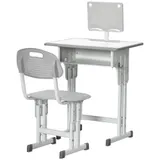 HOMCOM Schreibtisch und Stuhl für Kinder mit Leseständer, Fach, Haken und Stifthalter - verstellbare Höhe - 60 x 45 x 90-102 cm - grau   Aosom – Bild 1