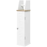 Kleankin Toilettenpapierhalter Schrank für Toilette mit Schrank und höhenverstellbarem Regal Badezimmermöbel im modernen Design 18 x 20 x 80 cm Weiß   Aosom – Bild 1