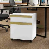 Vinsetto Büroschrank auf Rollen, mobiler Aufbewahrungsschrank mit 2 ausziehbaren Schubladen, 48 x 40 x 59,5 cm, Weiß   Aosom – Bild 3