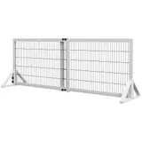 PawHut Hundeschutzgitter, Schutzgitter mit 2 Paneelen, Breite einstellbar 101-181L x 44B x 67H cm, Gitter für Treppe, Tür, Flure, aus Kiefernholz und Stahl, Weiß   Aosom – Bild 1