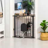 PawHut Haustiergitter von 76H cm Hundekatzengitter mit automatischer Türschließung Doppelverriegelungssystem Druckmontage von 75 bis 82 cm Stahl und ABS Schwarz   Aosom – Bild 3