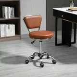 HOMCOM Vintage Massagehocker - drehbarer Arbeitsstuhl 360° - Höhenverstellbarer Sitz 49-64 cm - braunes Kunstleder verchromtes Metall   Aosom – Bild 1