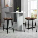 HOMCOM Set mit 2 Barhockern Hochtischstühle mit Fußstütze aus Stahl - Industriestil - geschwungene Sitzfläche - 48,5 x 38,5 x 68,5 cm Braun Schwarz   Aosom – Bild 3