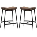 HOMCOM Set mit 2 Barhockern Hochtischstühle mit Fußstütze aus Stahl - Industriestil - geschwungene Sitzfläche - 48,5 x 38,5 x 68,5 cm Braun Schwarz   Aosom – Bild 1