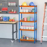 HOMCOM Schwerlastregal aus Metall mit 5 Ebenen, Garagenregal, Lagerregal, Tragkraft 1500 kg, 80 x 40 x 182 cm, Blau Orange   Aosom – Bild 3