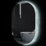 Kleankin Wandspiegel für Badezimmer, ovale LED-Badezimmer-Spiegel 80 x 50 cm - Anti-Beschlag, einstellbare Farben, Helligkeit, berührungsempfindlicher Schalter, Acryl-Dekoration   Aosom – Bild 1